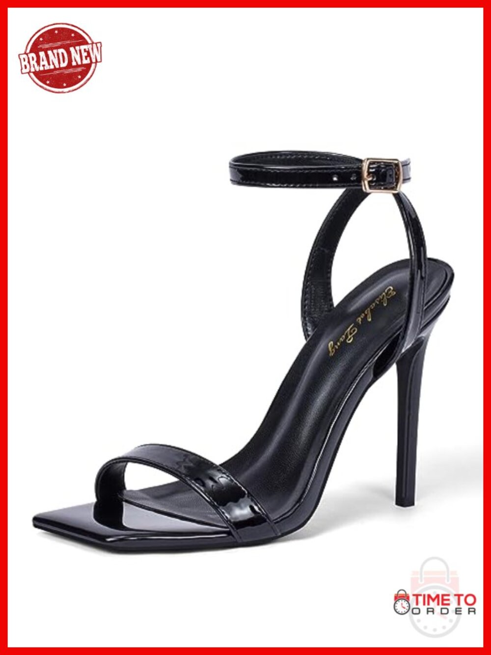 Women's Stiletto Heels Ankle Strap Open Square Toe Lace Up Dress Sandals
